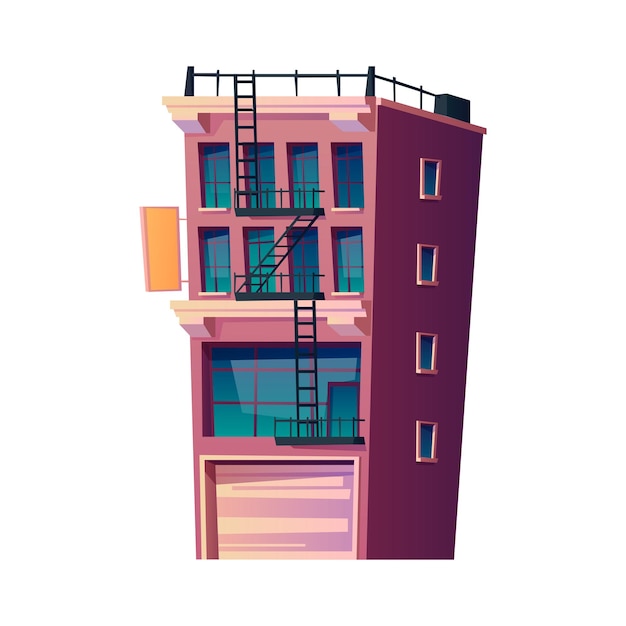 City or small town building house with apartment