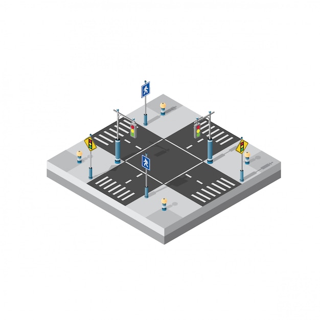 City street intersection isometric