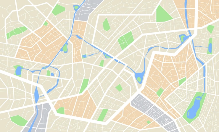 Vector city street map gps navigator road plan france location urban navigation pattern beautiful modern place town districts and highways roadmap design vector topography background
