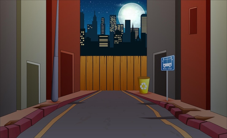 Vector a city street in the night landscape