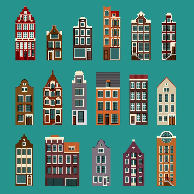 Vector city streets with old buildings