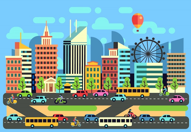 Vector city traffic landscape