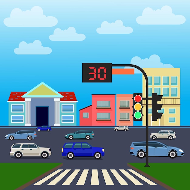 Vector city trafic road