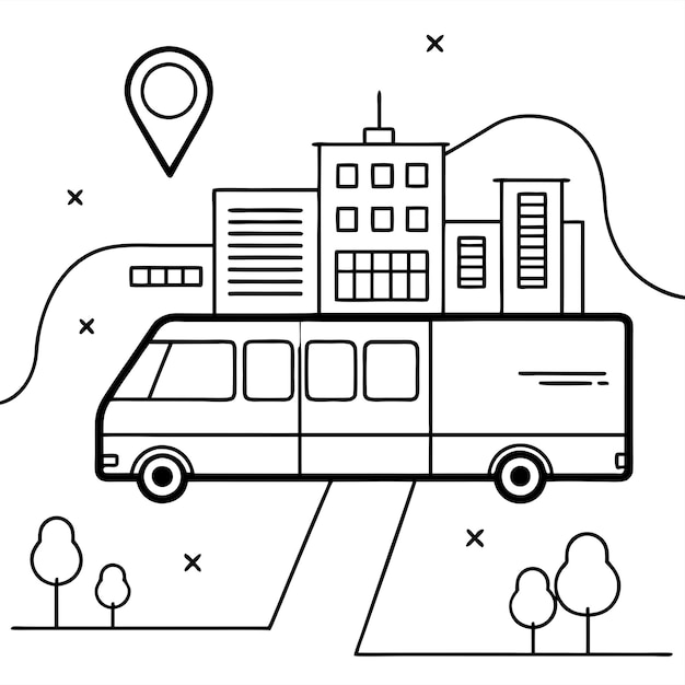 city transport map outline coloring book page line art drawing