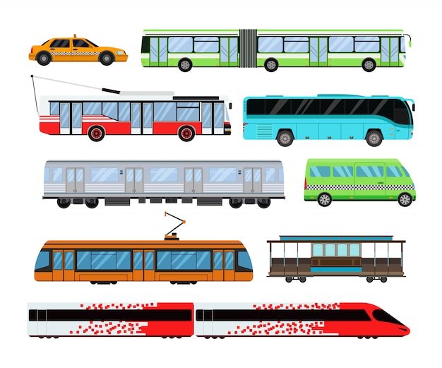 Vector city transport set vector illustration.