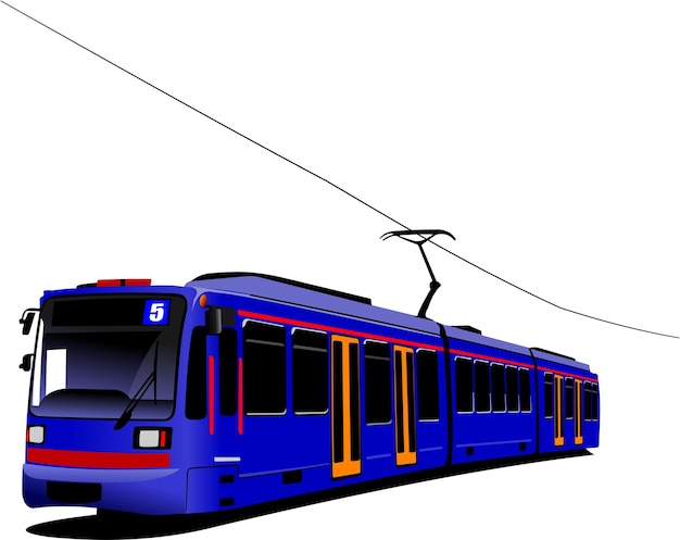 Vettore illustrazione di vettore del tram di trasporto urbano