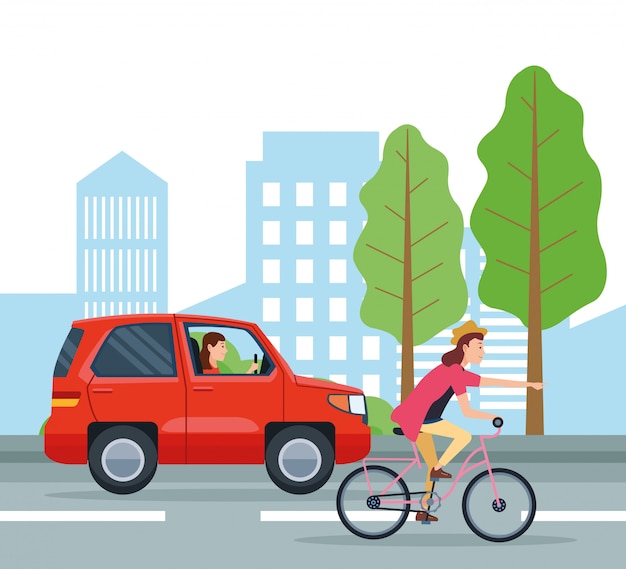 City transportation and mobility cartoons