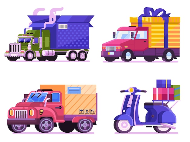 City Transportation Service Delivery Vehicles Set