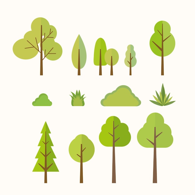 Vector city trees design collection