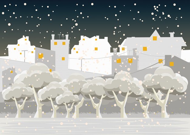 City in winters vector illustration 