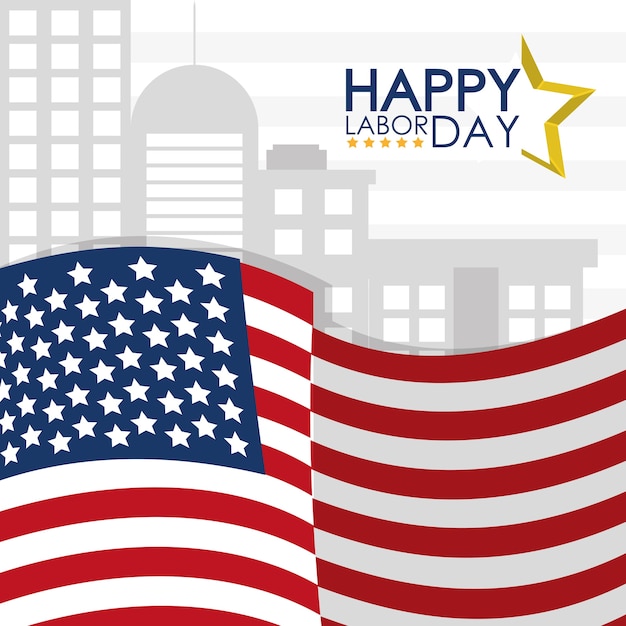 City with USA flag vector illustration graphic design