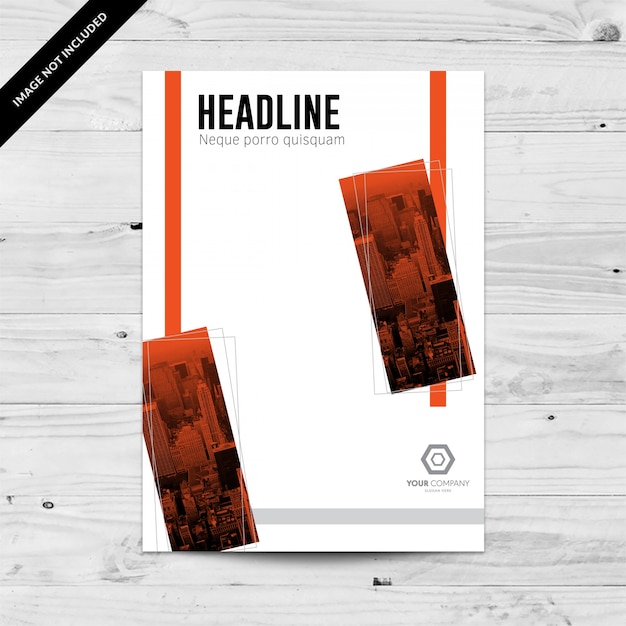 Vector cityline orange tilted rectangles corporate flyer design template