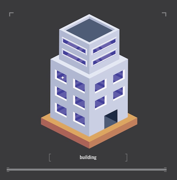 Cityscape design elements with isometric building city map generator 3D flat icon set