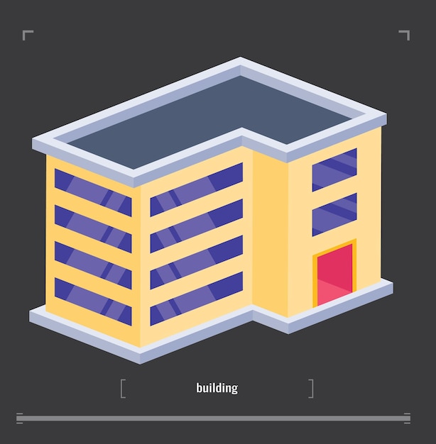 等尺性の建物都市地図ジェネレーター 3D フラット アイコン セットを持つ都市の景観デザイン要素