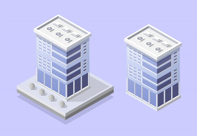 Vector cityscape design elements with isometric building