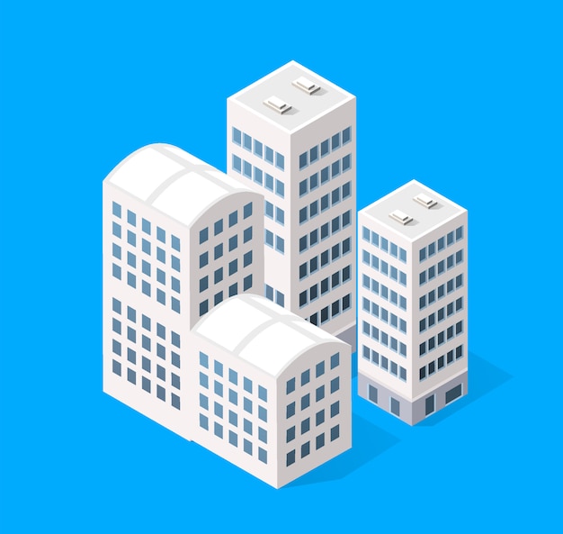 Cityscape design elements with isometric building