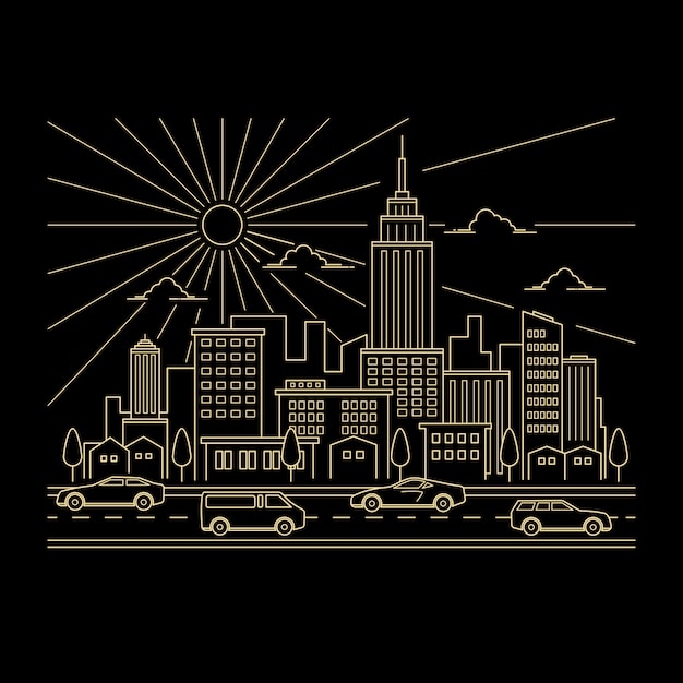 Vector cityscape design vector line art style