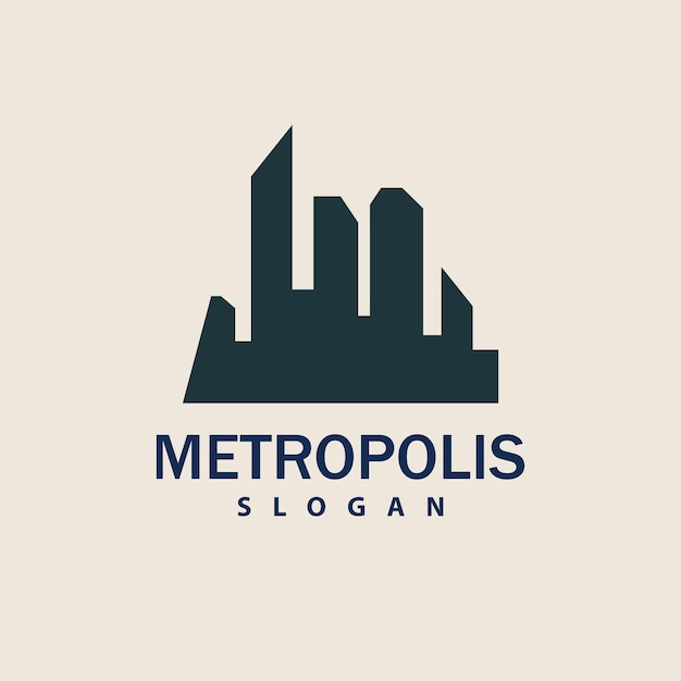Городской Пейзаж Логотип Метрополис Skyline Дизайн Городское Здание Вектор Икона Символ Иллюстрация