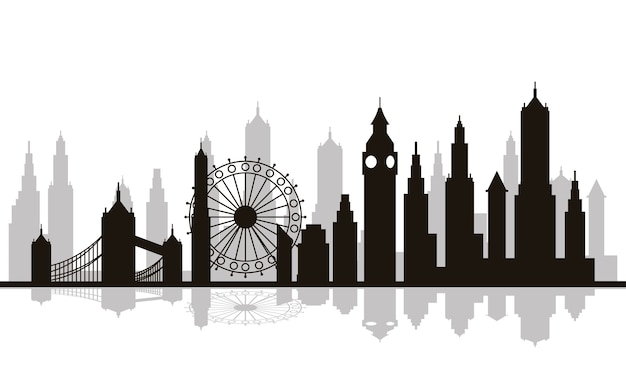 Cityscape london skyline scene icon