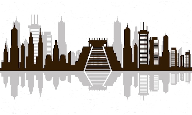 Cityscape mexico skyline scene icon