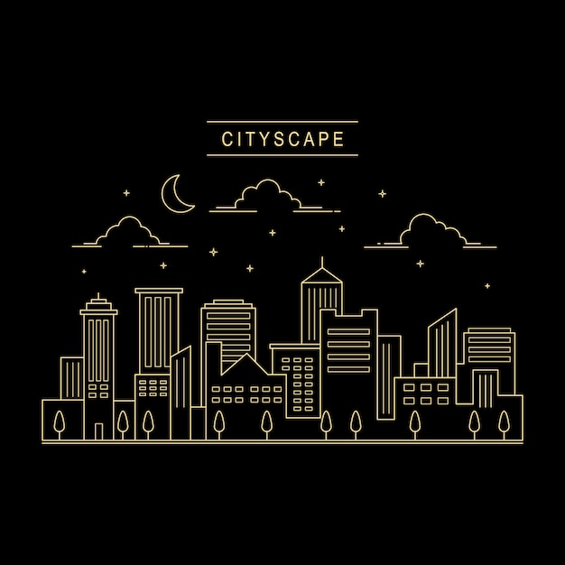 Cityscape ontwerp vector lijn kunststijl