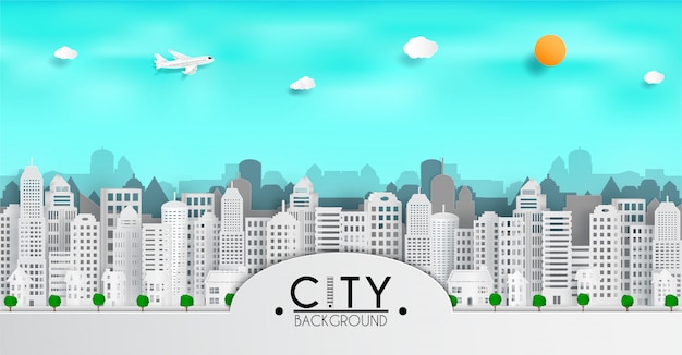 Cityscape paper art background