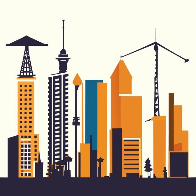 Vector cityscape silhouettes on white background vector eps