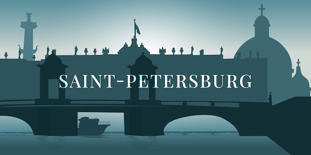 Vettore paesaggio urbano di san pietroburgo russia attrazione turistica silhouette