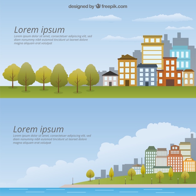 Vector cityscape template pack