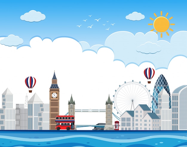 Cityscape van Londen op rivier