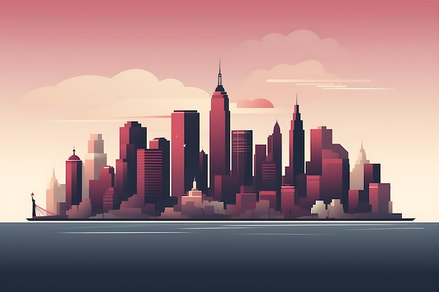 Векторная иллюстрация городского пейзажа в стиле Нью-Йорка