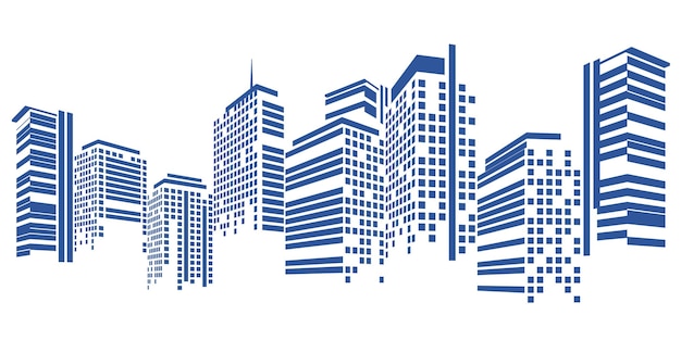 Premium Vector | Cityscape on white background building perspective modern  building in the city skyline city silhouette city skyscrapers business  center vector illustration in flat design