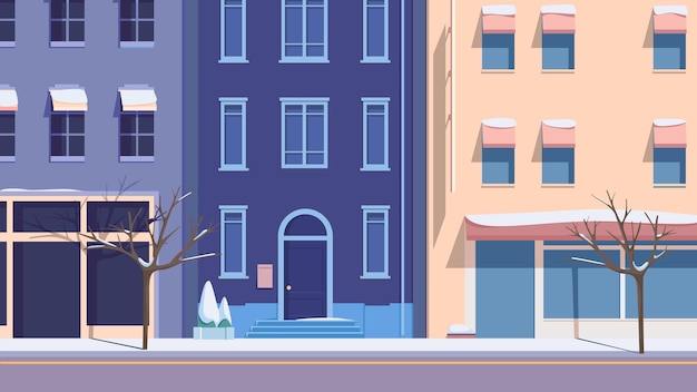 Vector cityscape in winter season