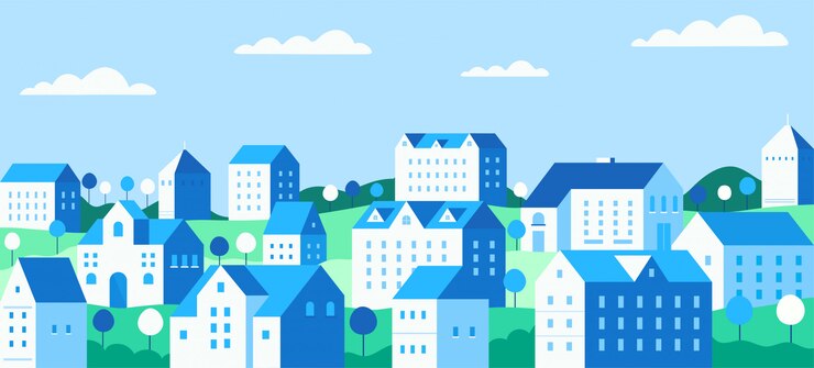 Vector 建物のイラストと都市の景観
