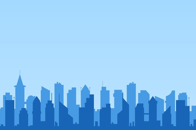 Cityscape with large modern buildings background Silhouette of a modern city with skyscrapers