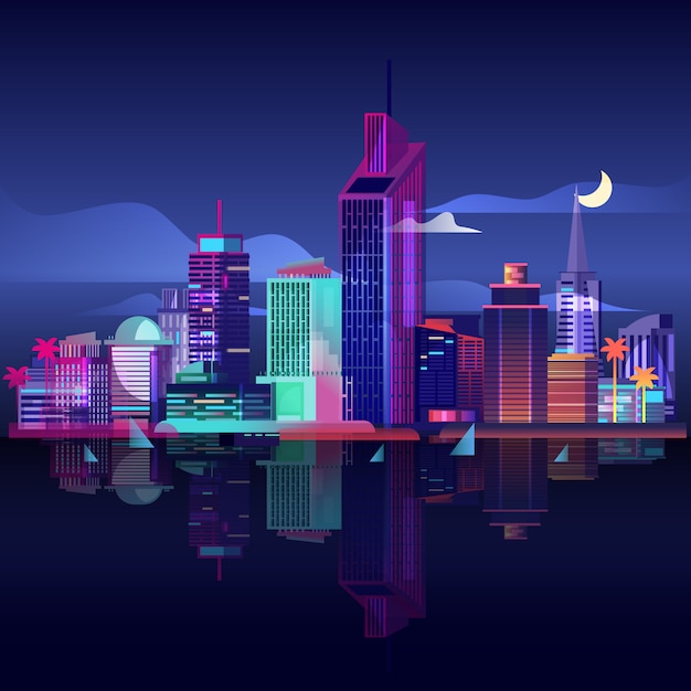 Vector cityscape with modern buildings and skyscrapers