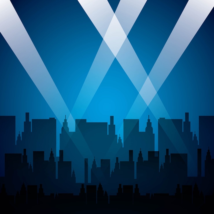 Vector cityscape with reflector lights