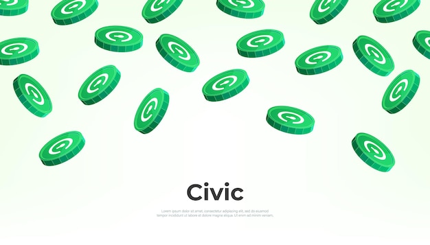 Монета Civic CVC падает с неба Концепция криптовалюты CVC баннер фон