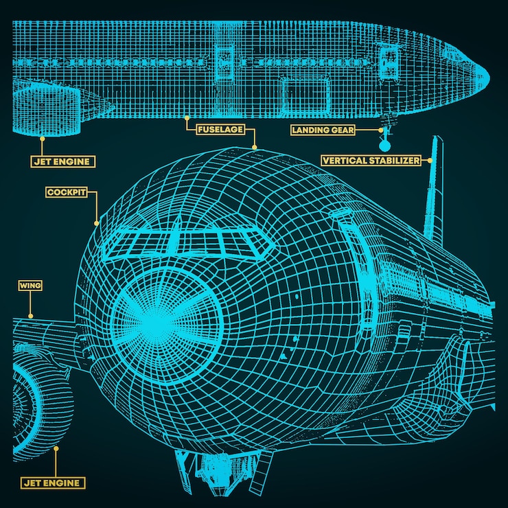 Vector civil aircraft drawings