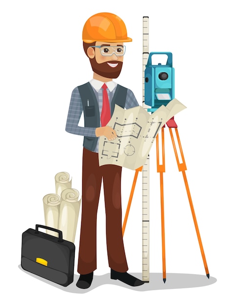 Vector civil engineer character isolated illustration.