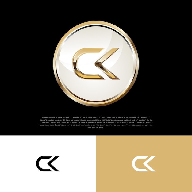 CK Initial Modern Luxury Emblem Logo Template for Business