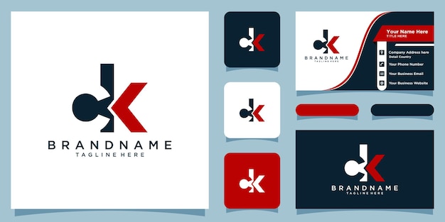 CK initiële logo sjabloon vector met visitekaartje ontwerp Premium Vector