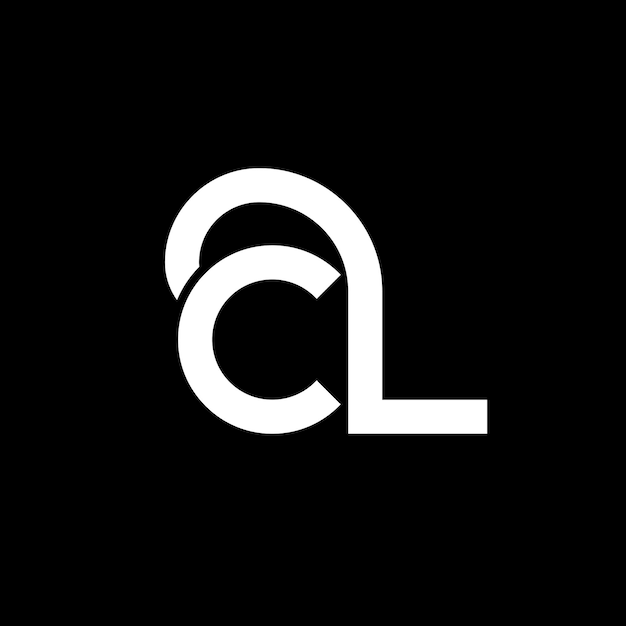黒い背景のロゴデザイン (CL) 黒い背景の上に白い文字のデザイン (CL L C L)