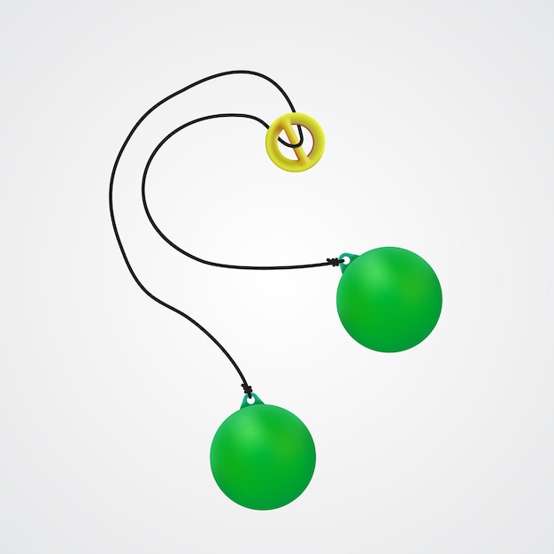 Clackers traditional toys illustration with green tone on isolated background