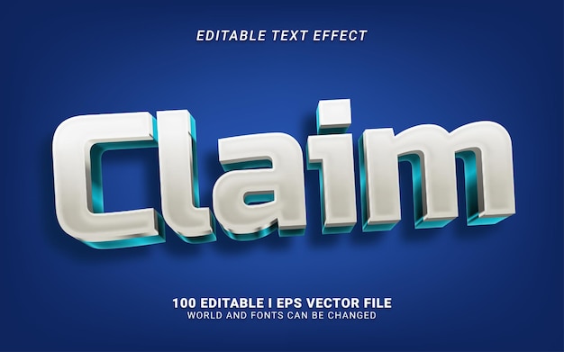 Vector claim 3d style text effect design