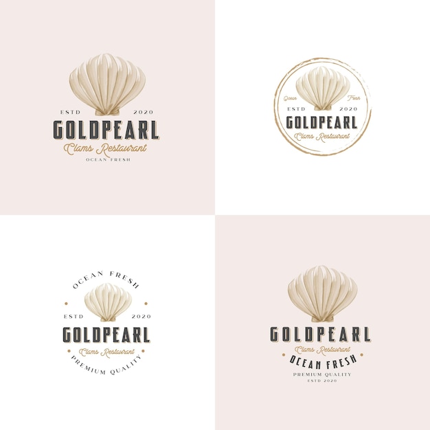 Collezione logo distintivo vintage vongole