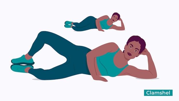 clamshel oefening Vrouw workout fitness aerobic en oefeningen