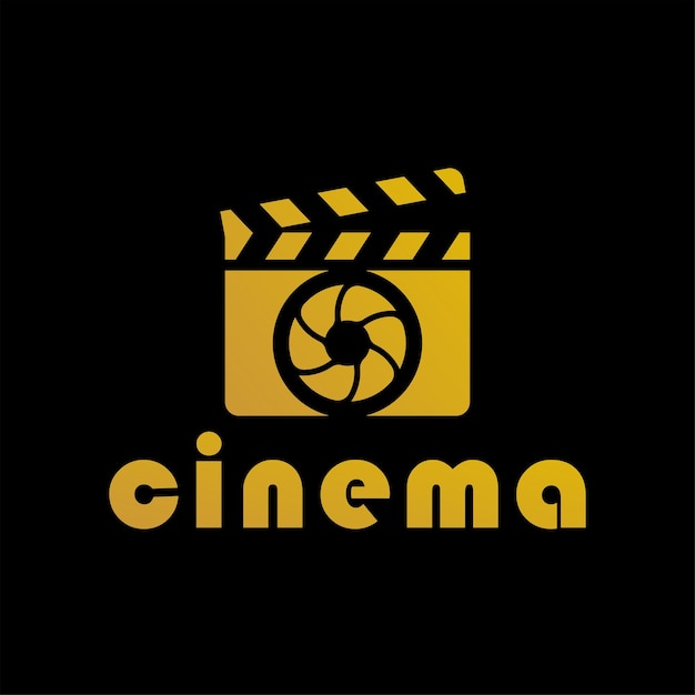 Un design del logo clapboard e camera per l'industria cinematografica