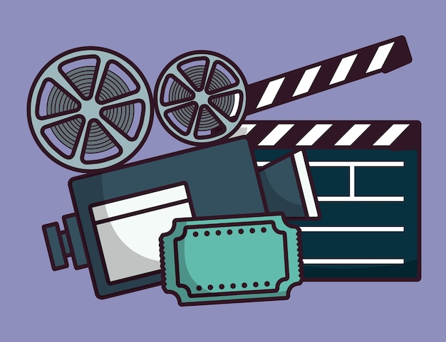 Vector clapboard and cinema related icons