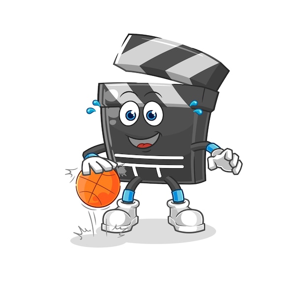 Clapboard dribble basketball character cartoon mascot vector